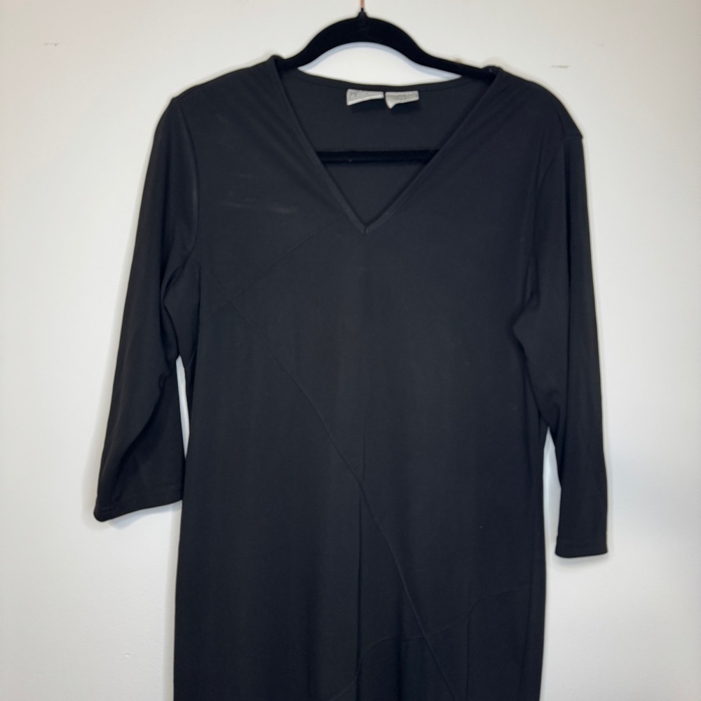 Jacqueline Ferrar Black Midi Dress | Sz Large | Made in USA | Minimalist Classic - Picture 3 of 9